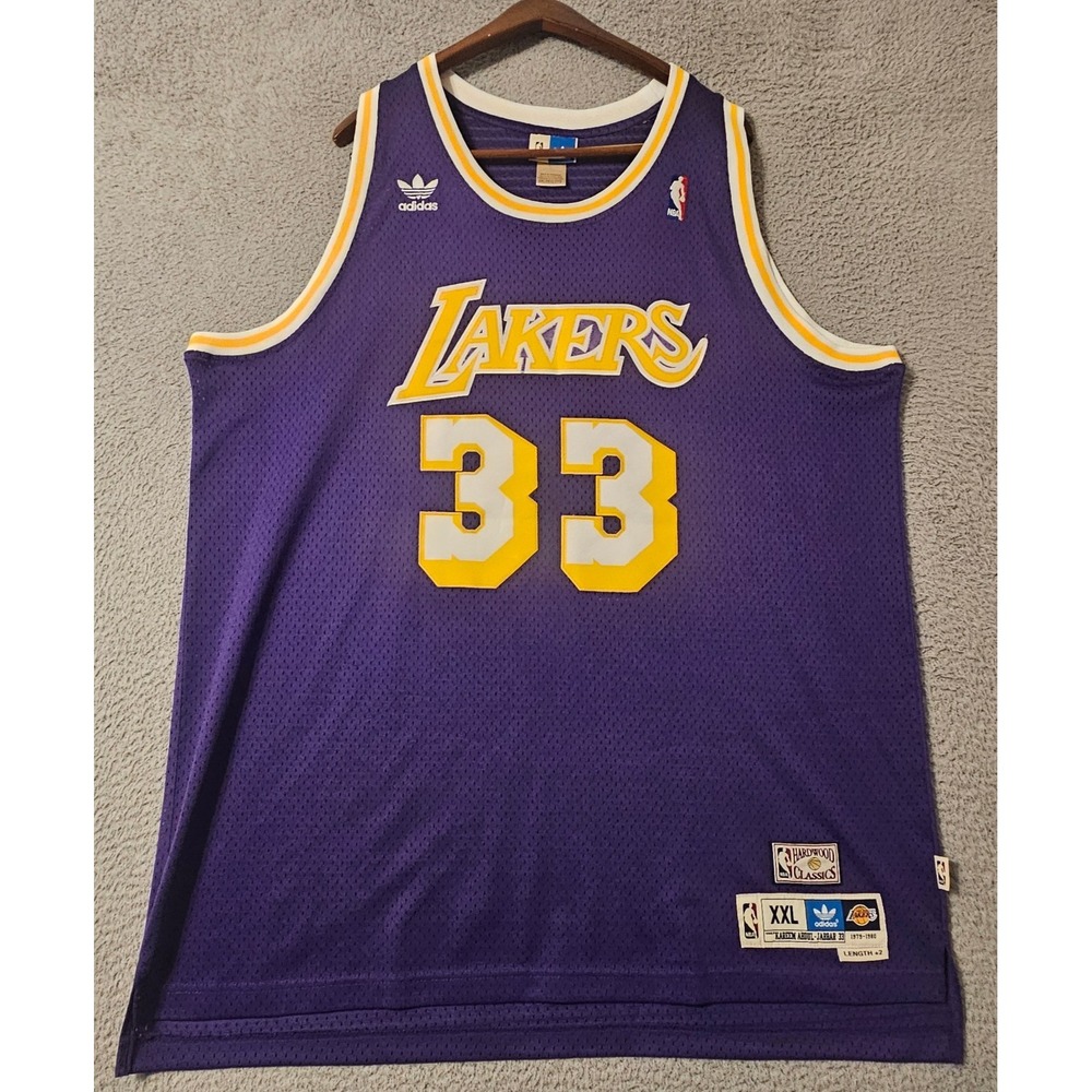 Kareem Abdul-Jabbar Men's 2XL +2 Adidas Swingman Los Angeles Lakers NBA Jersey